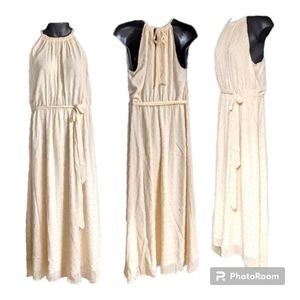 🆕 Women's PLUS SIZE Modcloth Cream & Metallic Fleck Formal Maxi Dress